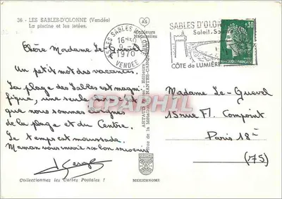 Les Sables-d'Olonne — Basen i jeziora — Wydawca Artaud & Cie, Nantes-Carquefou, nr 36 — Rewers