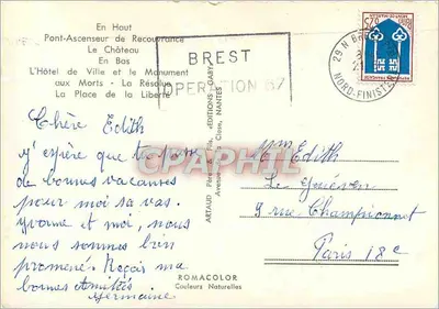 Brest — widok panoramiczny na paletce — Wydawnictwo Gaby, Nantes — Rewers