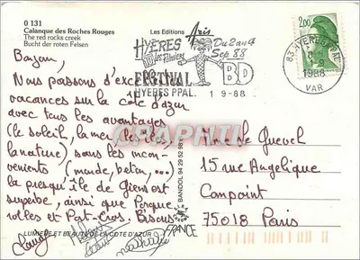 Les Roches Rouges — Calanque de las Roches Rouges — Las Ediciones Aris — Reverso