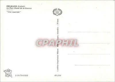 Orléans (Loiret) — O Parque Floral da Fonte — 'Uma rosaleda' — Impressor Combier — Verso