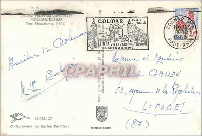 Dom Pfister w Colmarze — stary budynek z 1537 roku — wydawca Mexichrome — Rewers