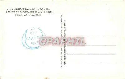 Mouchamps (Vendée) - O Colmeiro — Tumba de G. Clémenceau e de seu pai — Edições Jehly-Poupin — Verso