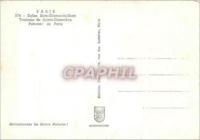 Igreja de Santa Geneviève — Túmulo de Santa Geneviève — Éditions Mexichrome — Verso