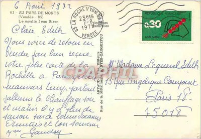 O moinho Jean Edith — Rochelle (Vendée) — Artaud Frères Editeurs — Verso
