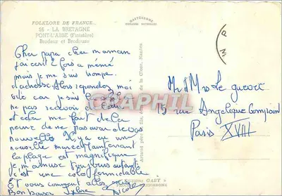 Folklore Frankreich — Bretagne — Näherin und Näher in Pont-l'Abbé (Finistère) — Éditions Gaby — Rückseite