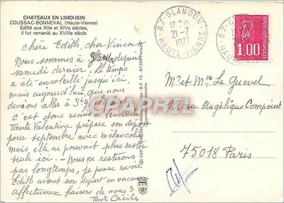 Castelo de Coussac-Bonneval — Limousin — Editor IRIS — Verso
