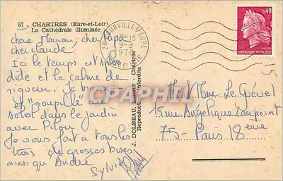 Chartres (Eure-et-Loir) — Katedra oświetlona — J. Fide' — Rewers