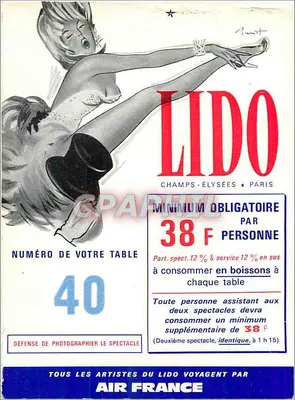 Lido — Champs-Élysées, Paryż — wydawca Air France, nr seryjny 40 — Rewers