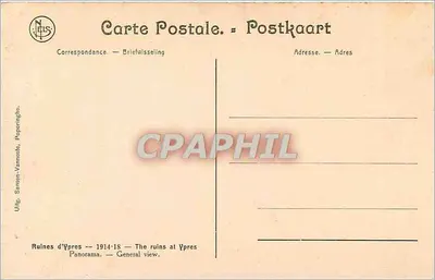 Ruínas de Ypres — 1914-18 — Vista geral — Verso