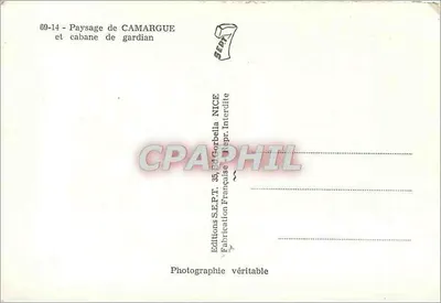 Camargue — krajobraz Camargue i chatka strażnika — Wydawnictwo S.E.P.T., Nice — Rewers