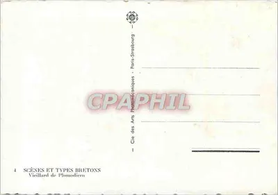 Vieillard de Plomodiern — Scènes e Tipos Bretões — Cie des Arts Photomécaniques, Paris-Strasbourg — Verso