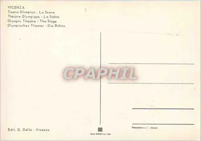 Vicenza - Teatro Olímpico - A Cena — Editor G. Galla, Vicenza — Verso
