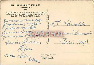 Para w strojach tradycyjnych — Massatois i Liadour obok Ariège — Wydawnictwo Gaby — Rewers