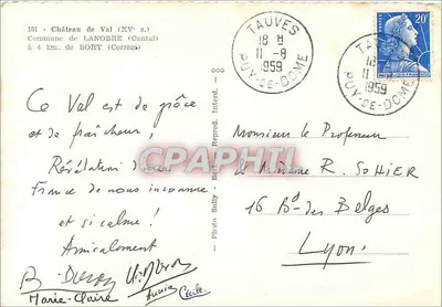 Castelo de Val (século XV) — Comuna de LANOBRE (Corrèze) — Foto Sully Bort — Verso
