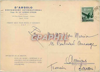 Panoramiczna tarasowa restauracja międzynarodowa D'Angelo — Neapol, Vomero — Prop. Gr. Uff. Alfredo Attolini — Rewers