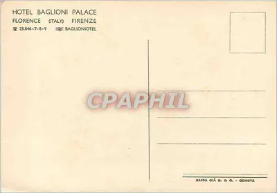Grand Hôtel Baglioni Palace — Astrolabium Club — uitgever Saiga Già B. & G. Genova — Achterkant