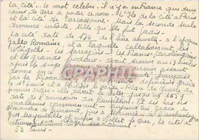 Carcassonne — Miasto średniowieczne — Wydawca: CPAPHIL nr 461 — Rewers