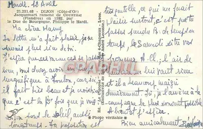 Wieża zegarowa w La Cigogne — wydawca La Cigogne, nr 21.231.48 — Rewers