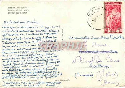 Monreale - Wnętrze klasztoru — widok na wieżę — wydawca Vera Fotografia, nr 184 — Rewers