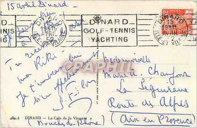 Cap de la Vicomté — Dinard — wydawca CP. DES ARTS PHOTO-MÉCANIQUES — Rewers
