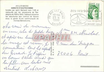 Abadia de Hautecombe — Aix-les-Bains — Editor IRIS, n° 15 — Verso