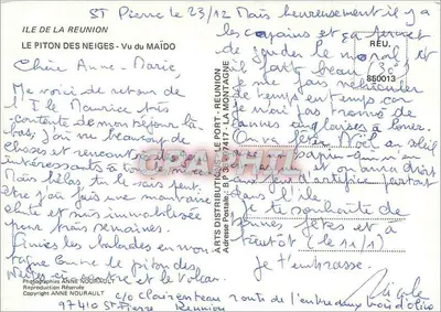 Piton des Neiges — Widok z Maïdo — Wydawca: Arts Distributions Postale — Rewers