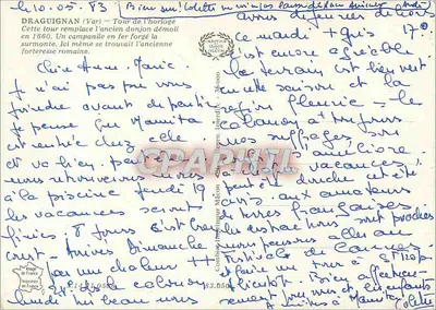 Draguignan — Torre da Relógio — editor C. P. R. (n° 14110558) — Verso
