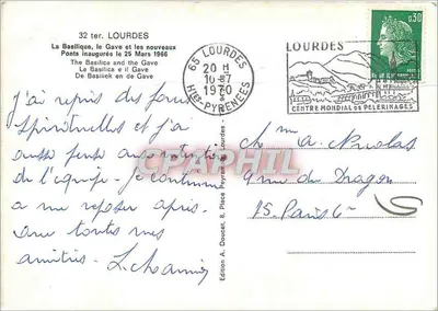 Lourdes — Basílica e o Gave — Editor Edlyf, n°32 ter — Verso