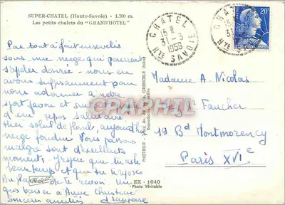 Super-Châtel (Haute-Savoie) — Małe chalety w «Grand'Hôtel» — Photodit, n° EX-1040 — Rewers