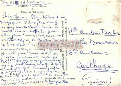 Arc de Triomphe — Noc — Éditions d'Art, Paryż, n° 471.5 — Rewers
