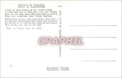 Julia de Lamartine — Souvenirs de Lamartine — Edición Comibier — Reverso