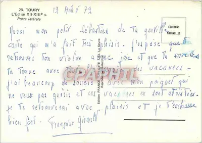 Toutry — Katedra z XII-XIII wieku — Boczna brama — Wydawnictwo France Publicité — Rewers