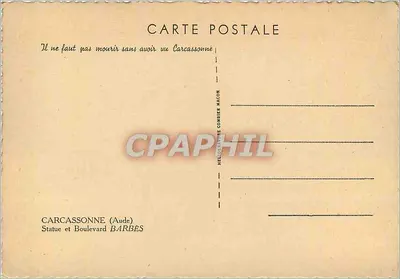 Carcassonne — Estátua e Boulevard Barbès — Héloïse Combier Macon — Verso