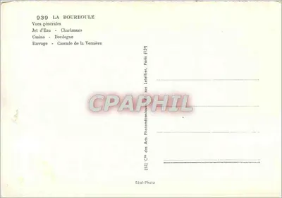 La Bourboule — Recuerdo — Cité des Arts Photomécanique, París — Reverso
