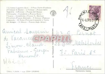 Souvenir della Toscana — 11 vistas de locais toscanos — Edição C.D.B. Livorno — Verso