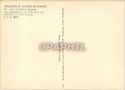Aix-les-Bains (Savoie) — Vista geral da Cidade e do Lago — Edições d'Arte Jean-Jaurès, Paris — Verso