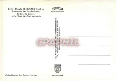 Aix-les-Bains — panorama jeziora Bourget i zasnieżonej Dent du Chat — Lumicap — Rewers