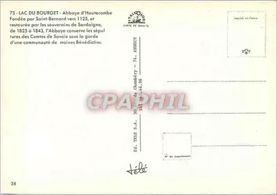 See Bourget — Abtei Hautecombe — Verlag TÉLÉ S.A. n°38 — Rückseite