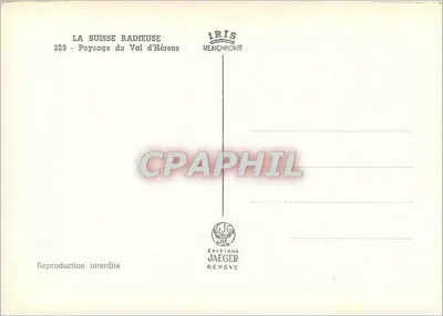 Szwajcaria promienna — Widok z Doliny Hérens — Wydawnictwo Jaeger z Genewy — Rewers