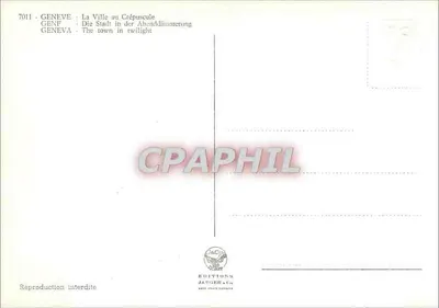 Genebra — A Cidade ao Crepúsculo — Éditions Jauger & Cie, n° 7011 — Verso
