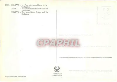 Genève - De Brug van de Mont-Blanc en de Kathedraal — Edities Jaeger & Co, n° 7004 — Achterkant