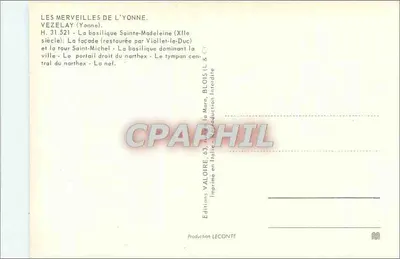 Bazylika w Vézelay — Cudowności Yonne — Wydawnictwo Valoire — Rewers