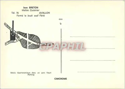 Restaurante "LE MORVAN" — Avallon (89) — Jean Breton — Verso