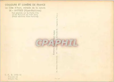 Antibes — Ogólny widok na Stare Miasto i jego średniowieczne murawiska z XVI wieku — Éditions Jean-Jaures — Rewers