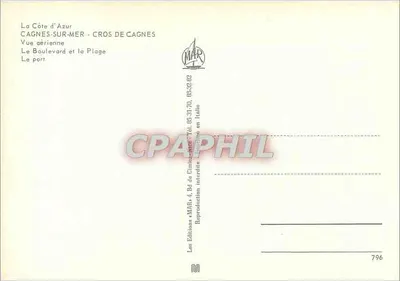 Cagnes-sur-Mer - Cros de Cagnes — Widok z powietrza i port — Wydawnictwo MAR — Rewers