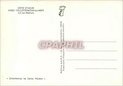 Villefranche-sur-Mer — La rue Obscure — Ediciones S.F.P.T. - 35, Boulevard Gorbellia - NICE — Reverso