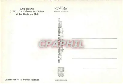 Zamek Chillon — Jezioro Leman i Zęby Południa — Compagnie des Arts Photomécaniques — Rewers