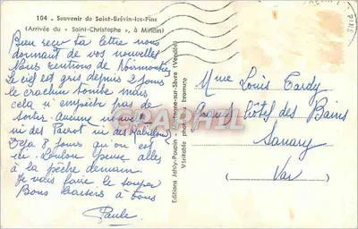 Saint-Brevin-les-Pins — Ansicht der Strandpromenade und des Fährschiffs — Editions Jéhly-Poupin — Rückseite