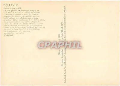 Belle-Île — carta turística — Edições Jean-Jamès — Verso