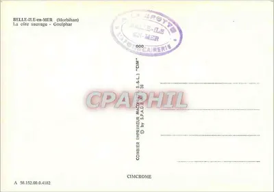 Belle-Île-en-Mer — A costa selvagem - Goulphar — Impressor Macquaire S.A.L. (CIM) n° 56.152.00.4182 — Verso